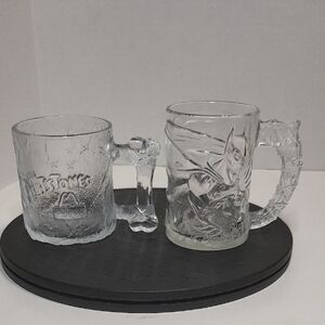Vintage McDonald's Clear Glass Mug, Flintstones & Batman Forever